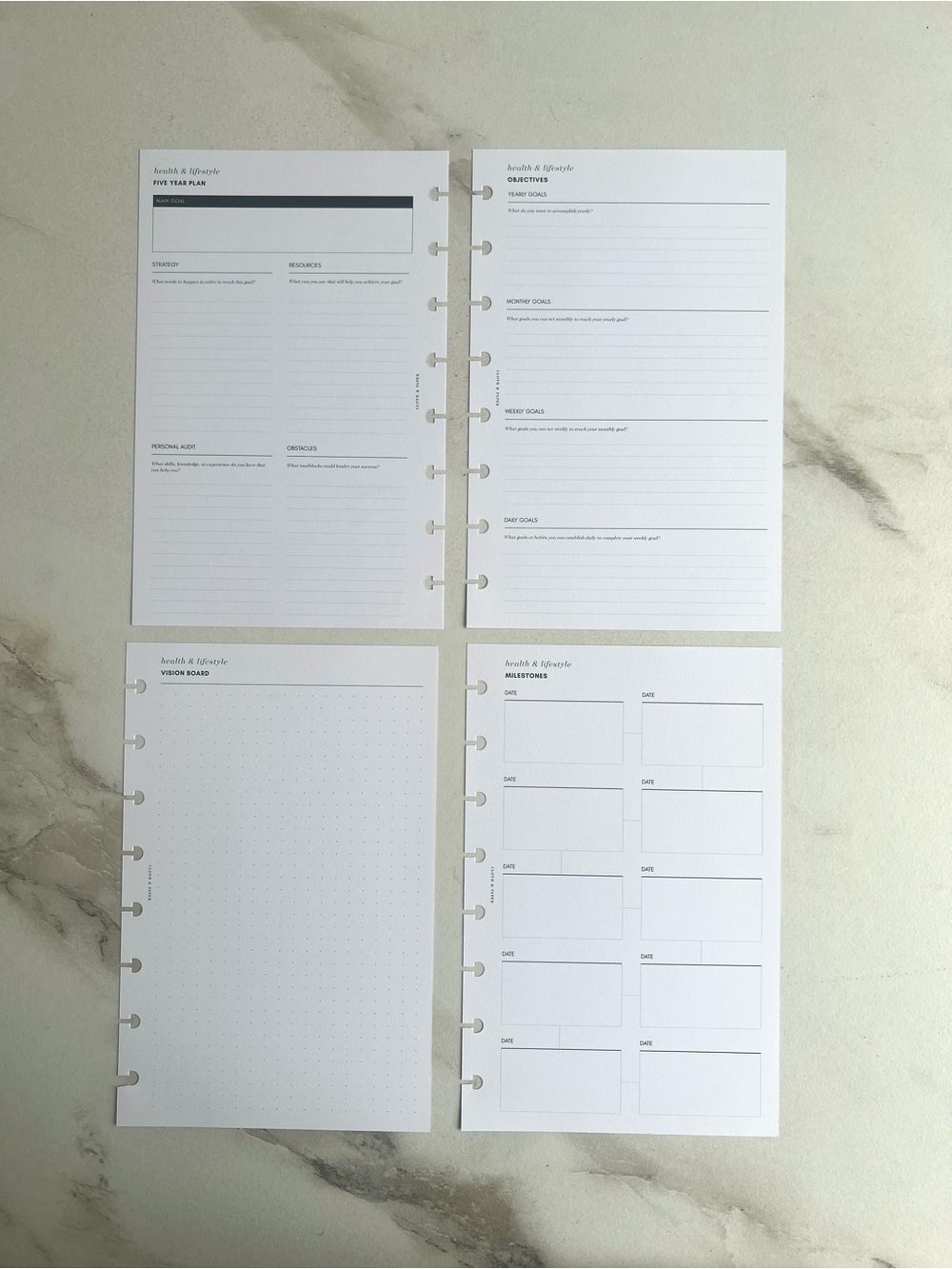 Cloth & paper half letter 5 year planner inserts - Picture 2 of 2
